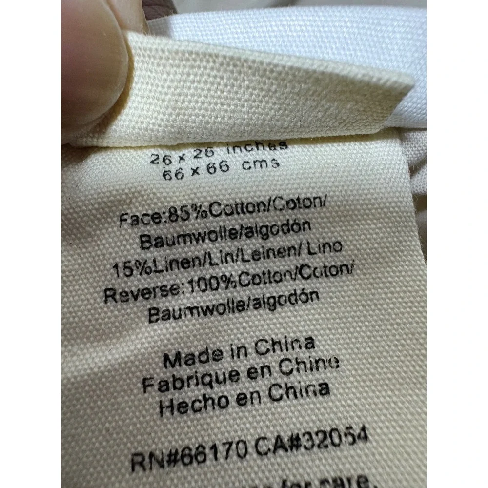 Anthropologie Rivulets Euro Sham Beige Eyelet Ruffle Cotton Linen 26x26